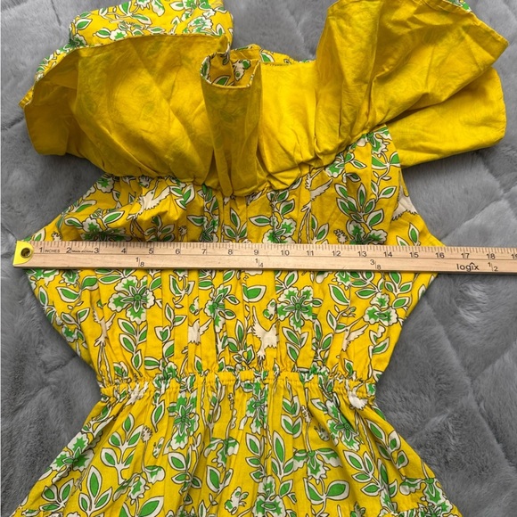 RHODE Yellow Ruffle Tiered Mini Dress Size XS Bird Coquette Festival Romantic - Picture 7 of 13